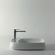 wall-mounted washbasin / ceramic / with mixer tap / rectangular