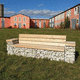 gabion public bench / contemporary / larch / stone