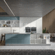 contemporary kitchen / lacquered MDF / glass / island