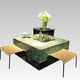 contemporary coffee table / steel / stainless steel base / square