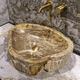 countertop washbasin / petrified wood / handmade / round