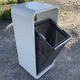 public trash can / stainless steel / concrete / outdoor