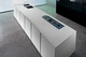contemporary kitchen / solid wood / lacquered wood / natural stone