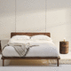 contemporary bedside table / oak / American walnut / oak base