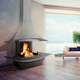wood-burning fireplace / free-standing / wall / 3-sided