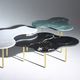 contemporary coffee table / glass / brass / marble