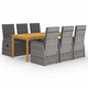 contemporary table and chair set / garden / fabric / acacia