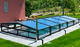 low swimming pool enclosure / telescopic / polycarbonate / manual
