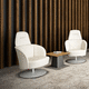 contemporary armchair / fabric / leather / plywood