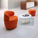 contemporary visitor armchair / fabric / gray / orange