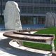 contemporary public bench / wooden / metal / custom