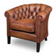 Chesterfield armchair / leather / with removable cushion / brown