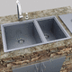 double kitchen sink / without drainboard / stainless steel / overmount