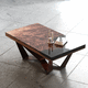 contemporary coffee table / wooden / resin / metal base