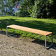 contemporary public bench / wooden / stainless steel / with backrest