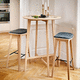contemporary bar stool / leather / oak base / upholstered