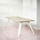 contemporary table / oak / steel base / rectangular