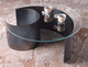 contemporary coffee table / glass / steel base / round