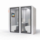 acoustic office pod / ergonomic / with integrated LED / glass