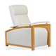 contemporary relax armchair / leather / stainless steel / wooden
