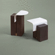 contemporary side table / recycled plastic / brass base / oak base