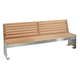 minimalist design public bench / larch / stainless steel / with backrest