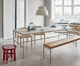 minimalist design dining table / wood veneer / laminate / marble