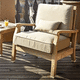 contemporary armchair / fabric / teak / with removable cushion