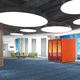 acoustic office pod / with glass door / with integrated electrical outlet / aluminum