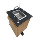hand basin with post / rectangular / stainless steel / oak