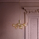 contemporary chandelier / blown glass / brushed brass / LED