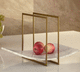 brass serving tray / marble / Carrara marble / for hotel room