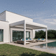 self-supporting pergola / wall-mounted / aluminum / sun shade louvers