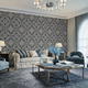 classic wallpaper / patterned / fabric look / gray