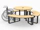contemporary table and bench set / wooden / steel / modular