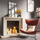 traditional fireplace mantel / concrete / beige