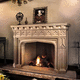 traditional fireplace mantel / stone / white