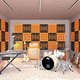 wall-mounted sound-absorbing panel / for partition wall / polyester fiber / fabric