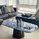 marble coffee table / contemporary / wooden base / rectangular