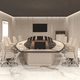 contemporary boardroom table / wood veneer / brushed metal / polished metal