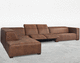 corner sofa / contemporary / brown / gray