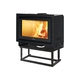 closed wood hearth / 1-sided / steel / glass