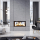 closed wood hearth / double-sided / central / metal