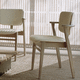 contemporary chair / indoor / leather / oak