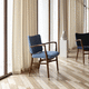 contemporary chair / indoor / fabric / leather