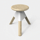 contemporary stool / ash / aluminum / ash base