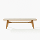 contemporary dining table / ceramic / teak base / curved