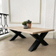 industrial style coffee table / oak / steel base / rectangular