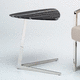 contemporary side table / natural stone / metal base / central base