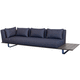 contemporary sofa / blue / fabric / teak